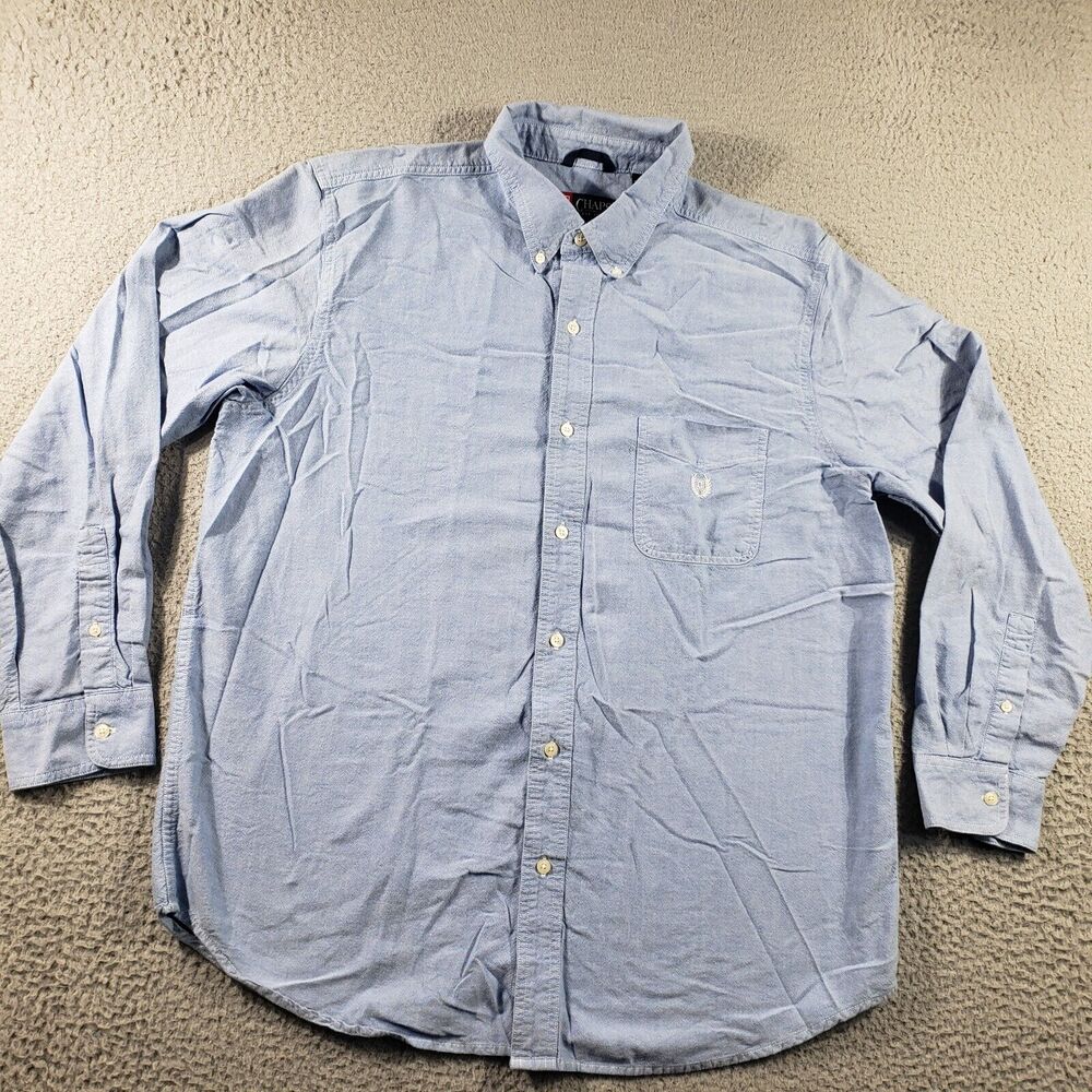 Chaps Shirt Men's XL Extra Large Blue Button Up Long Sleeve Cotton Pocket